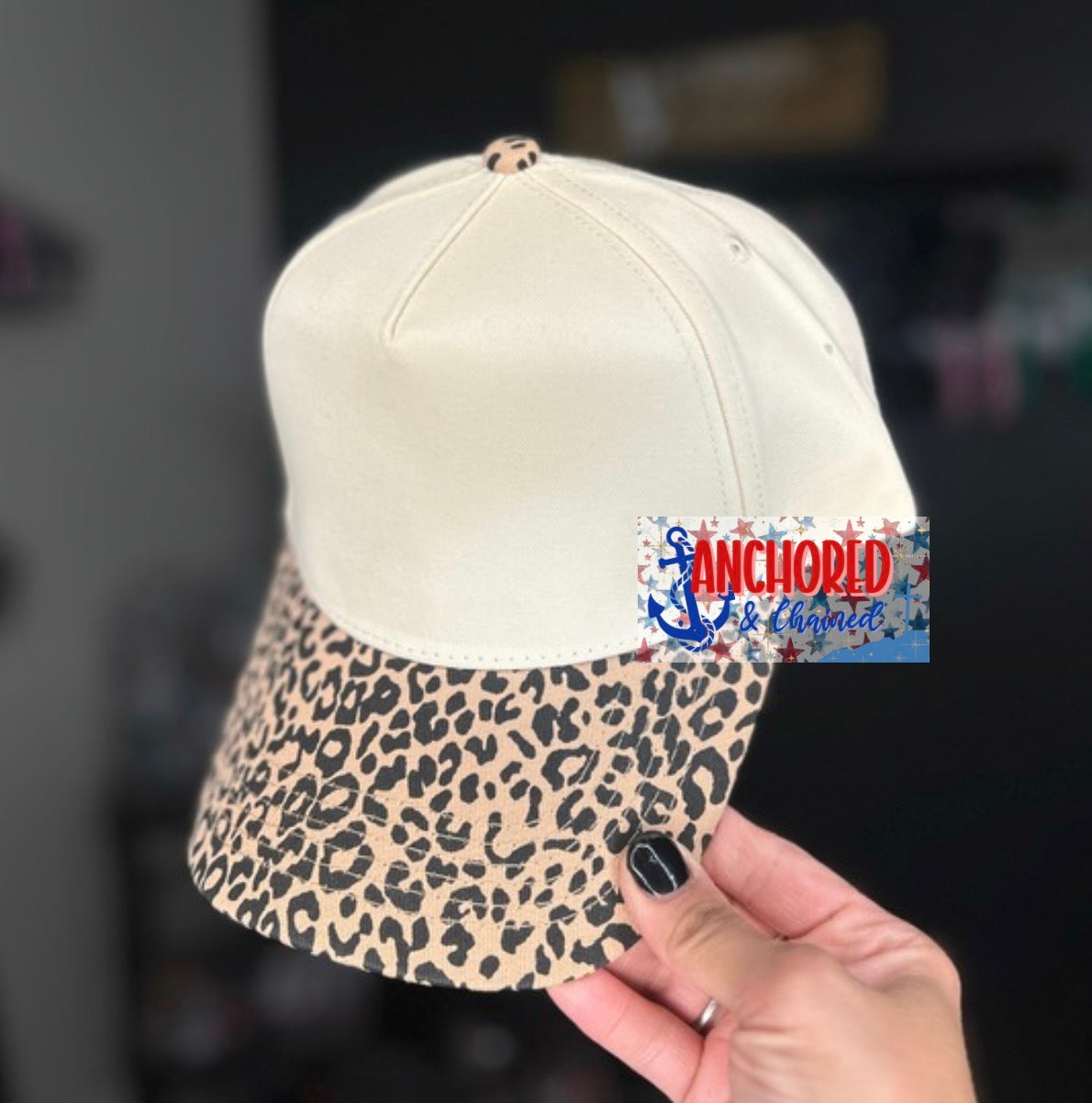 Leopard Canvas 5 Panel Trucker hat