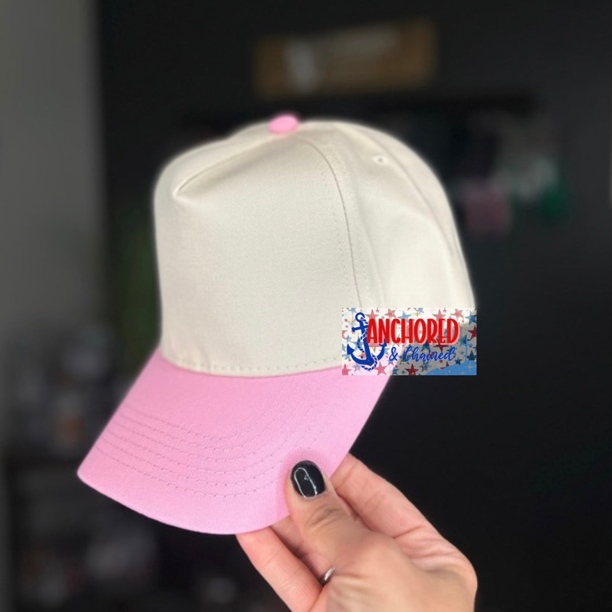Light pink Canvas 5 Panel Trucker hat