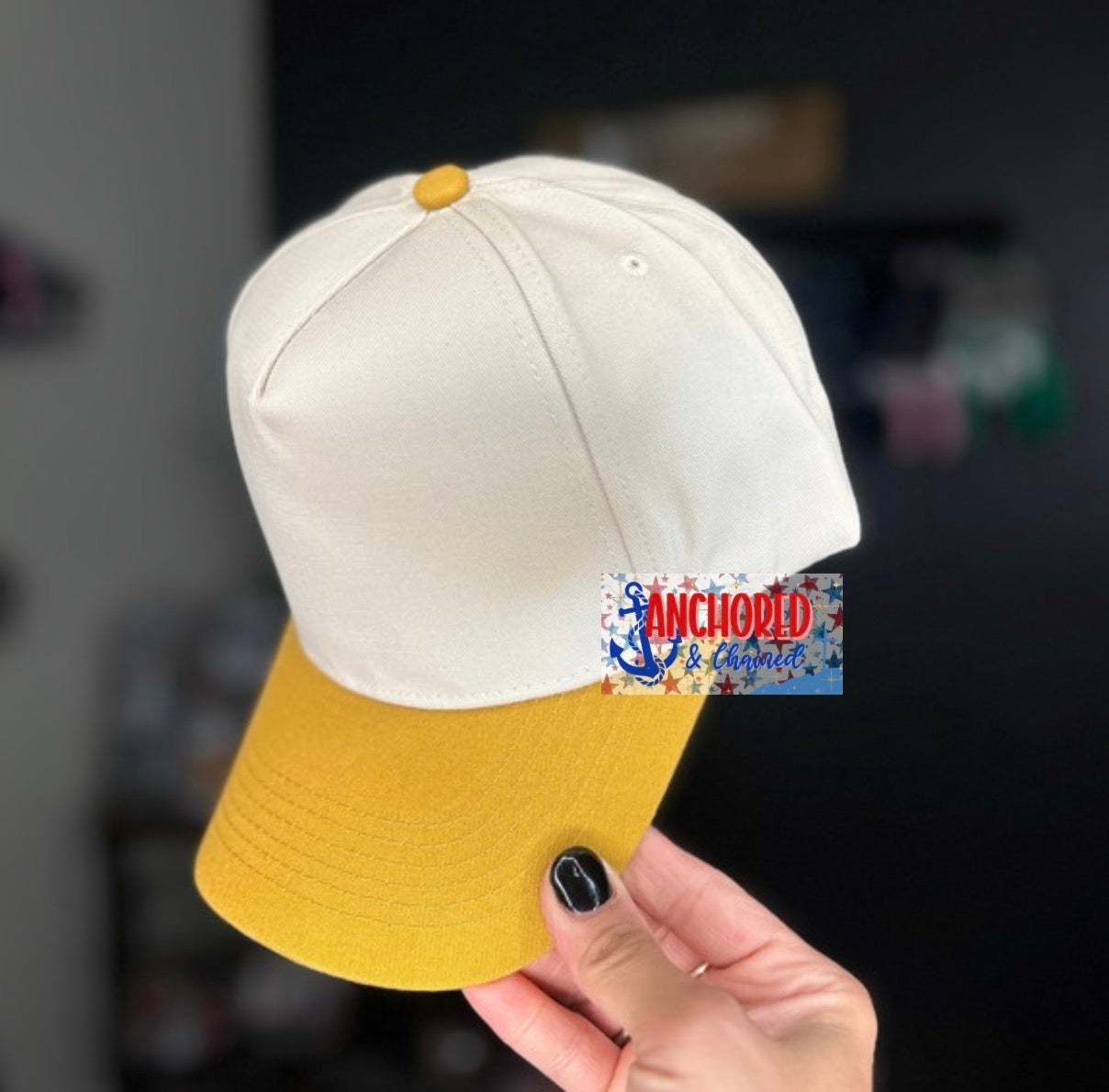 Mustard Canvas 5 Panel Trucker hat