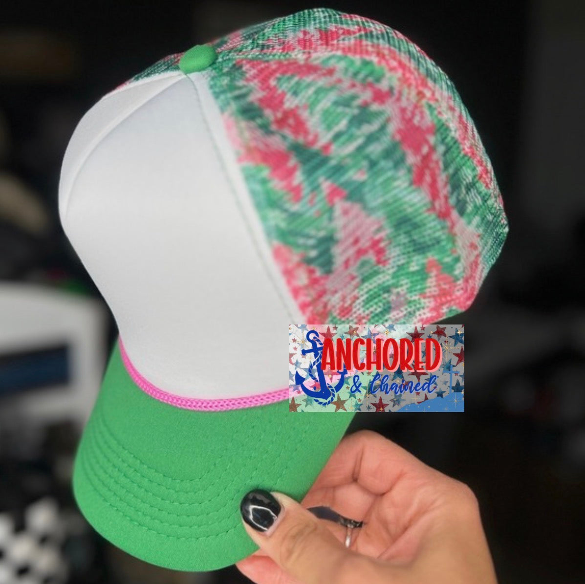 Pink & Green christmas Trucker hat