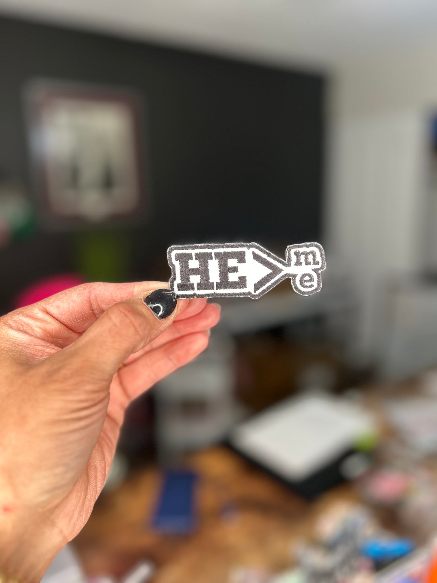 He > Me Iron-On Patch | Faith Over Self Embroidered Christian Applique