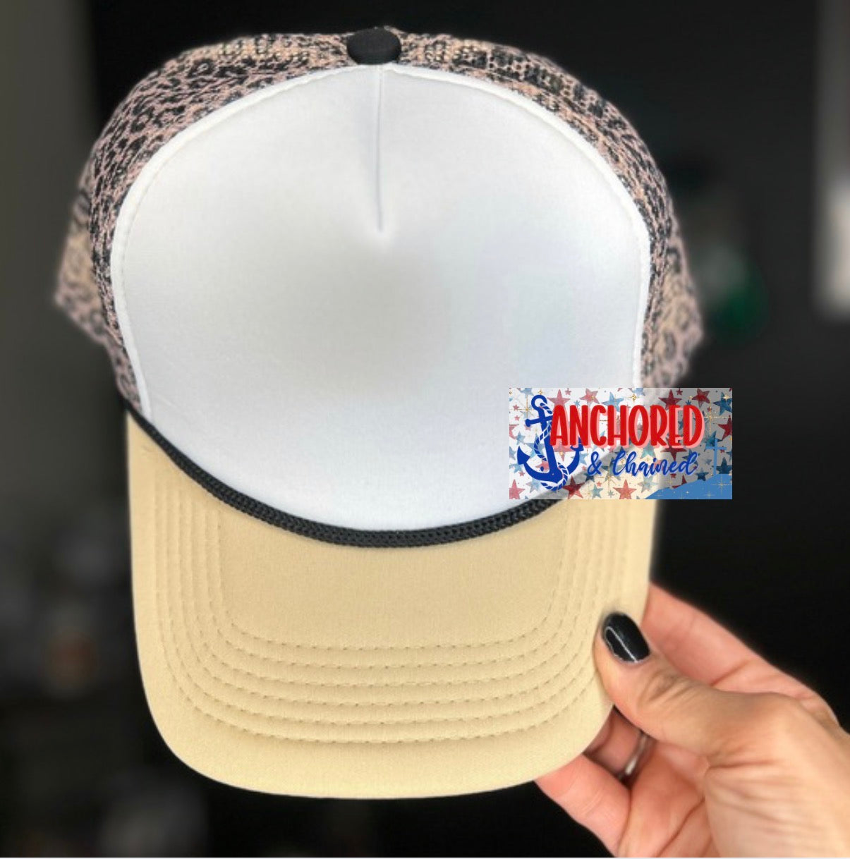 Two Tone Tan Leopard Trucker Hat