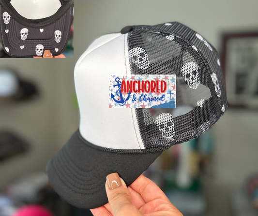 Skull + Heart Trucker Hat w/ peek-a-boo details