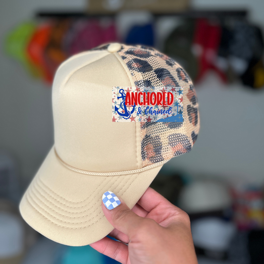 Tan Leopard Trucker hat
