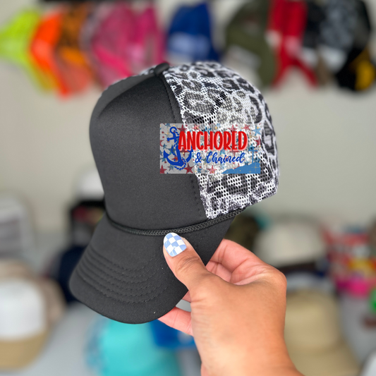 Black Leopard Trucker hat