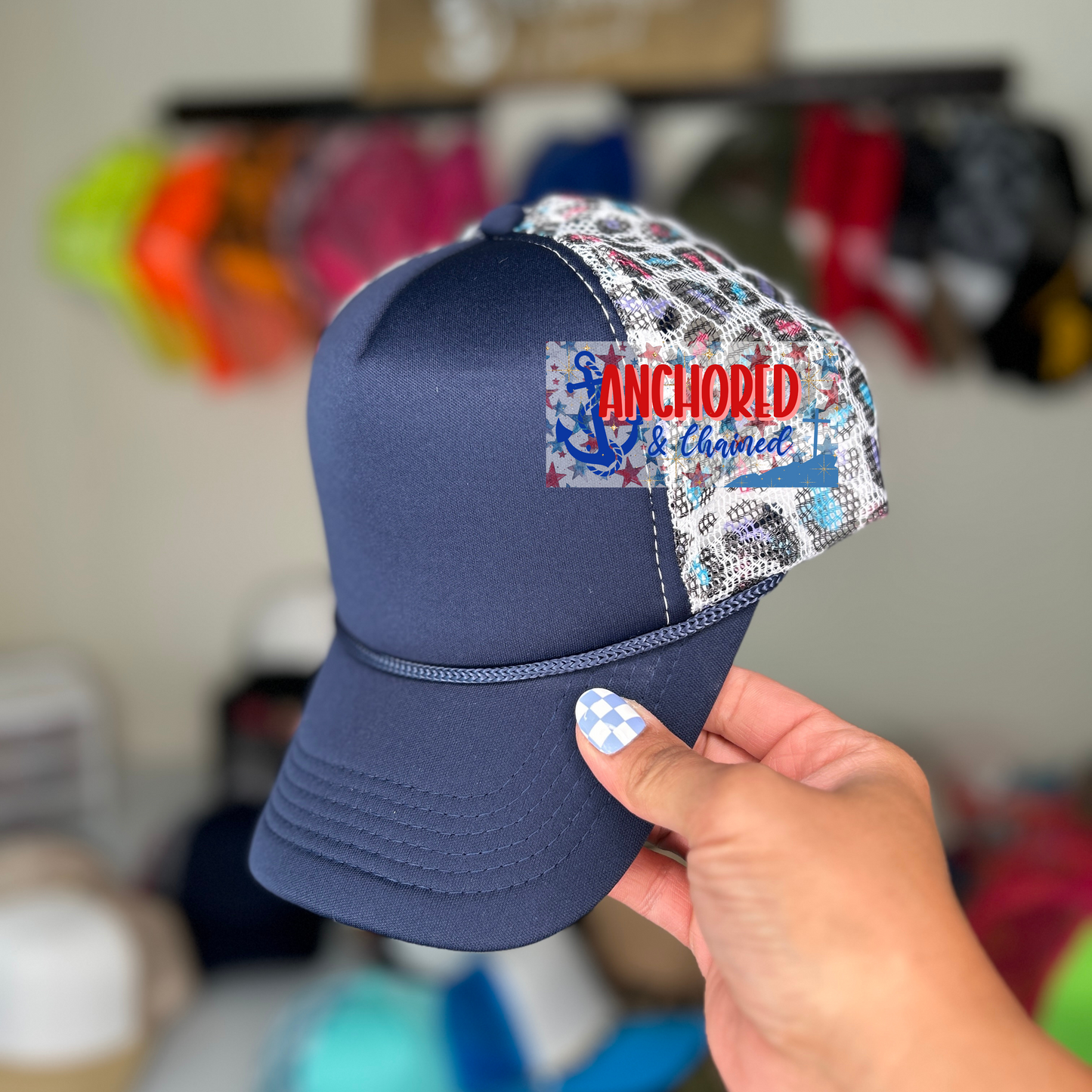 Navy Leopard Trucker hat