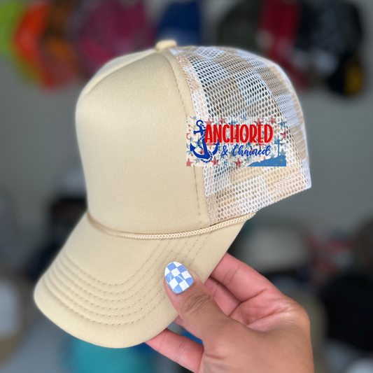 Tan Checkered Trucker hat