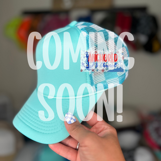 Teal Checkered Trucker hat