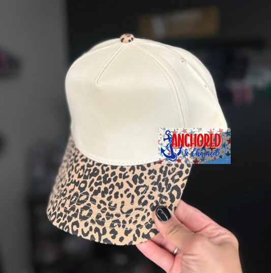 Leopard Canvas 5 Panel Trucker hat