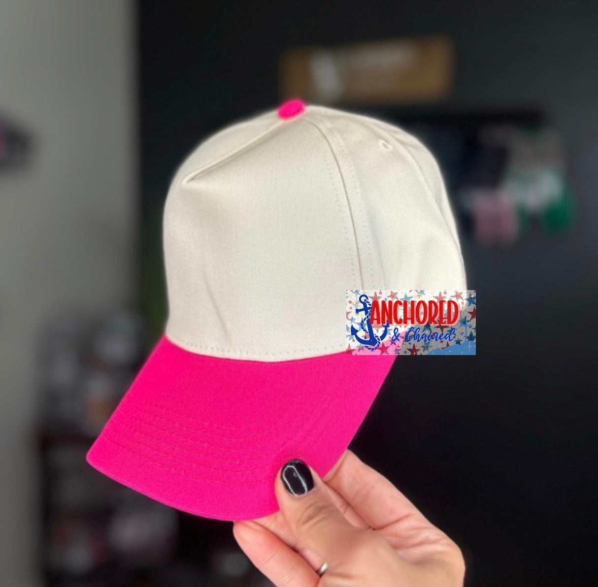 Hot pink Canvas 5 Panel Trucker hat