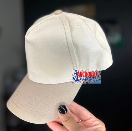 Tan Canvas 5 Panel Trucker hat