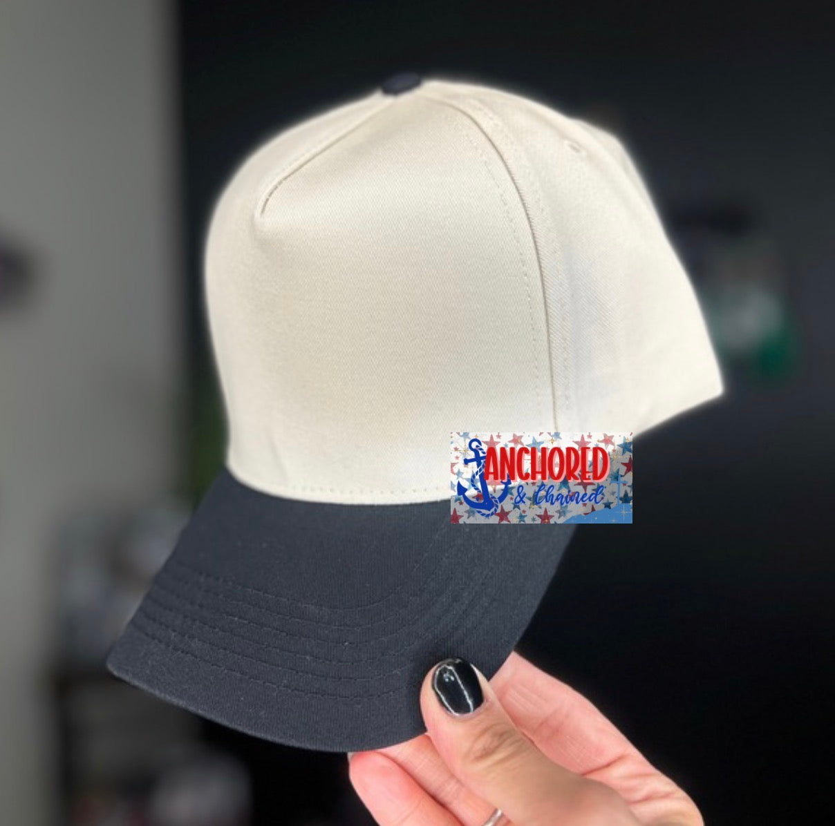 Black Canvas 5 Panel Trucker hat