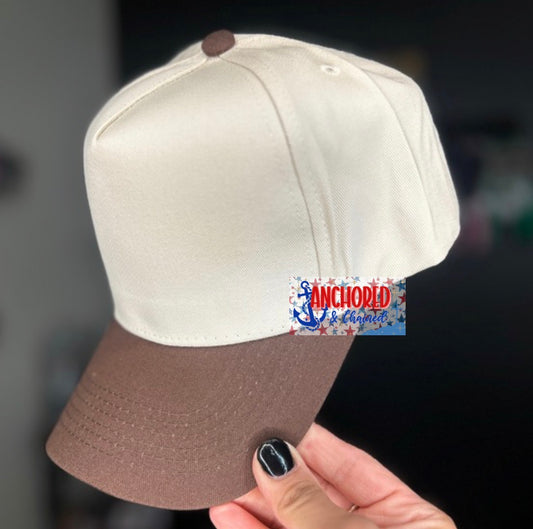 Brown Canvas 5 Panel Trucker hat