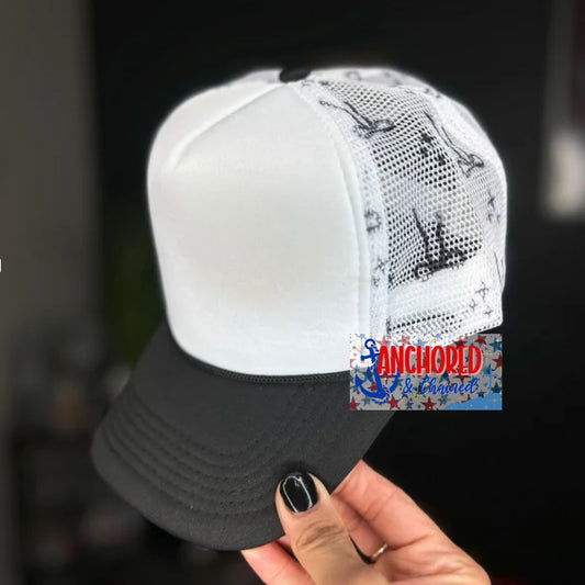 Black & White Coquette Preppy Bow Trucker hat