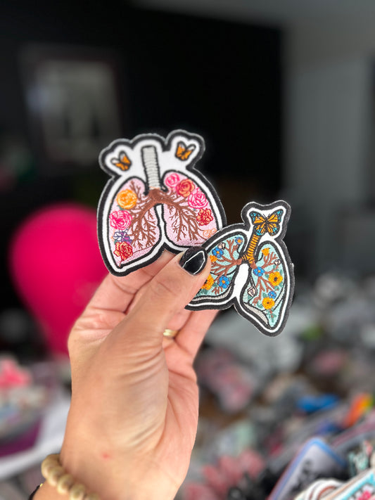 Floral Butterfly Lung Iron-On Patch | Embroidered Organ Design | Healing & Growth Aesthetic Patch