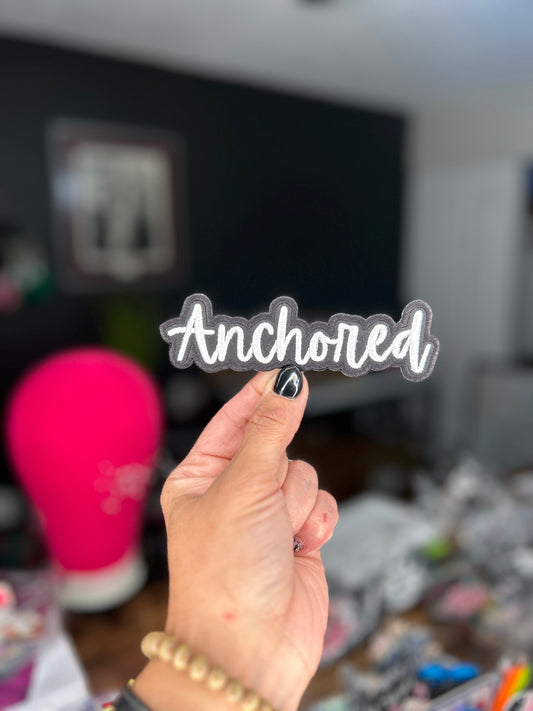 Anchored Iron-On Patch | Faith-Inspired Embroidered Word Applique