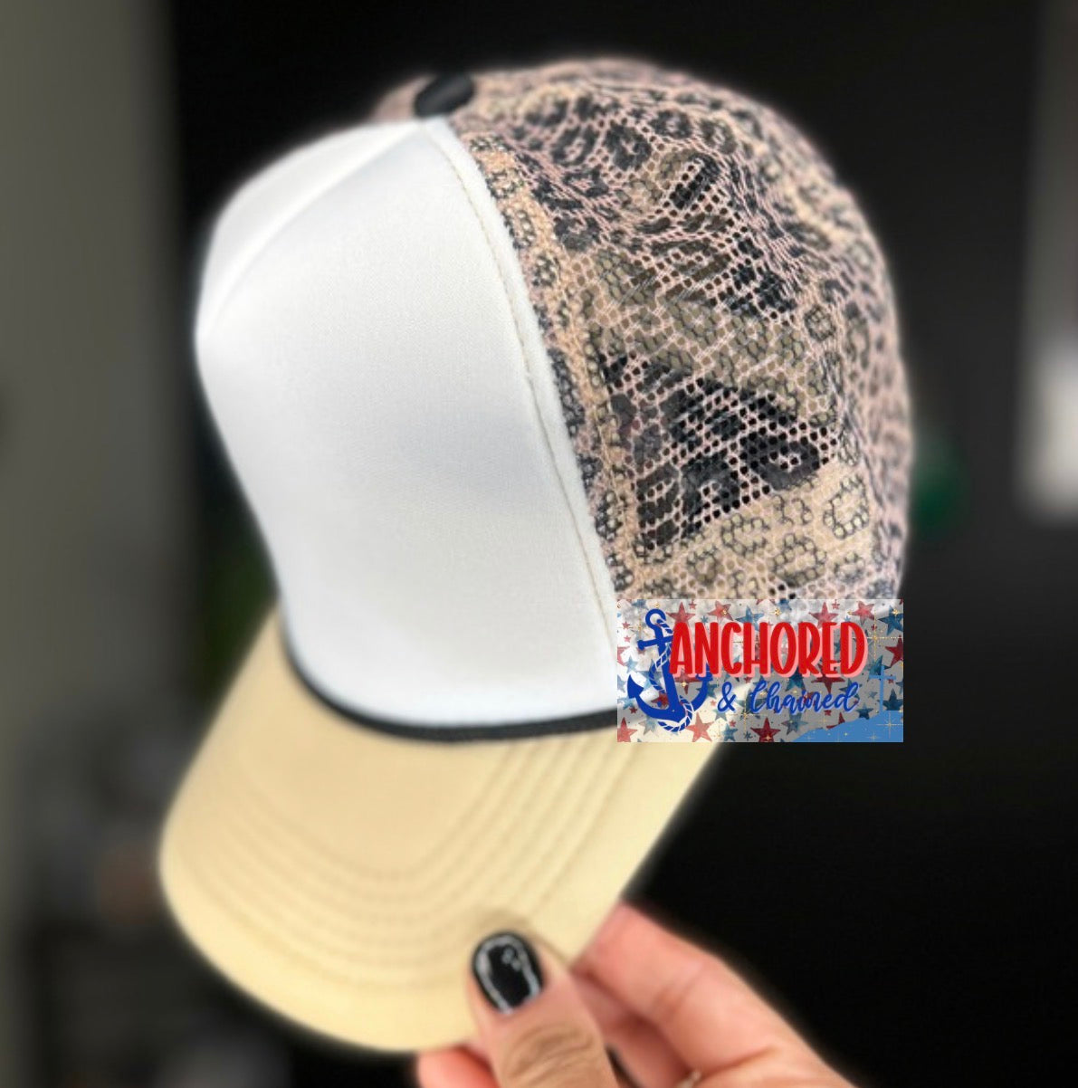 Two Tone Tan Leopard Trucker Hat