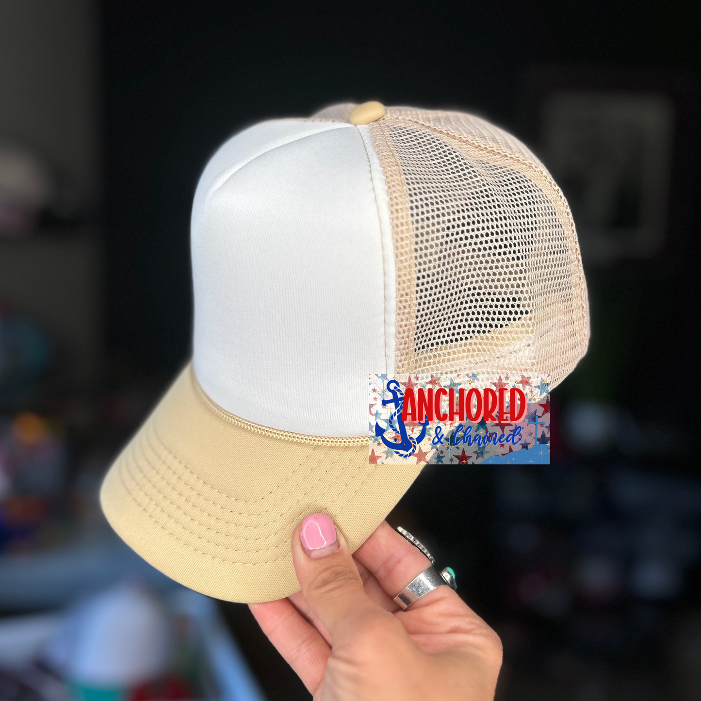 Tan & White Trucker Hat